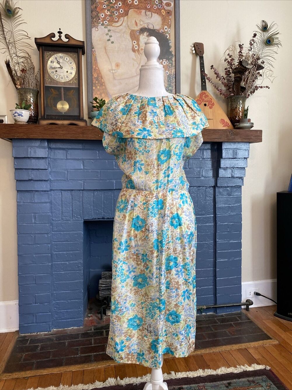 True Vintage Mid-century 1950s 1960s Floral Party Dress XS/S Roseweb New York